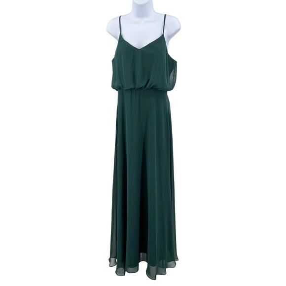 Birdy Grey Emerald Green Gwennie Dress Womens L Chiffon Sleeveless Maxi V-Neck - Picture 5 of 12